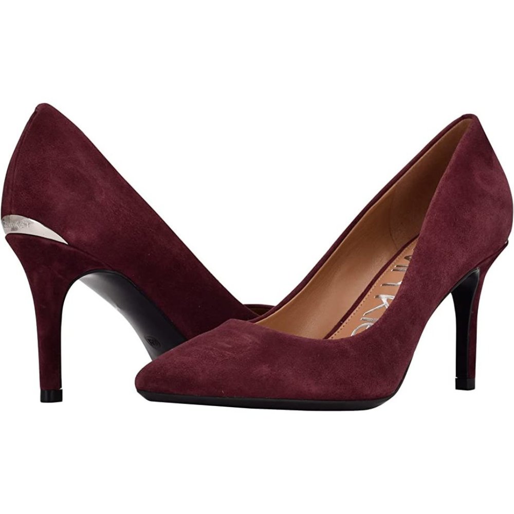 Calvin Klein Gayle Suede Pump in Burgundy Red
